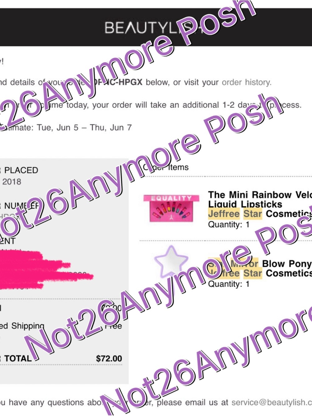 Like new Jeffree Star Cosmetics Lavender Hand Mirror, Blow Pony, with box - Picture 9 of 9